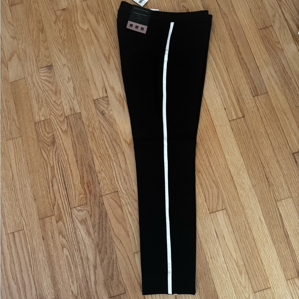 Banana Republic Black Pants with White Stripe
